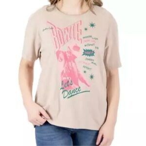 David Bowie Women's Soft Lightweight Crewneck Short Sleeve Band Graphic Tee